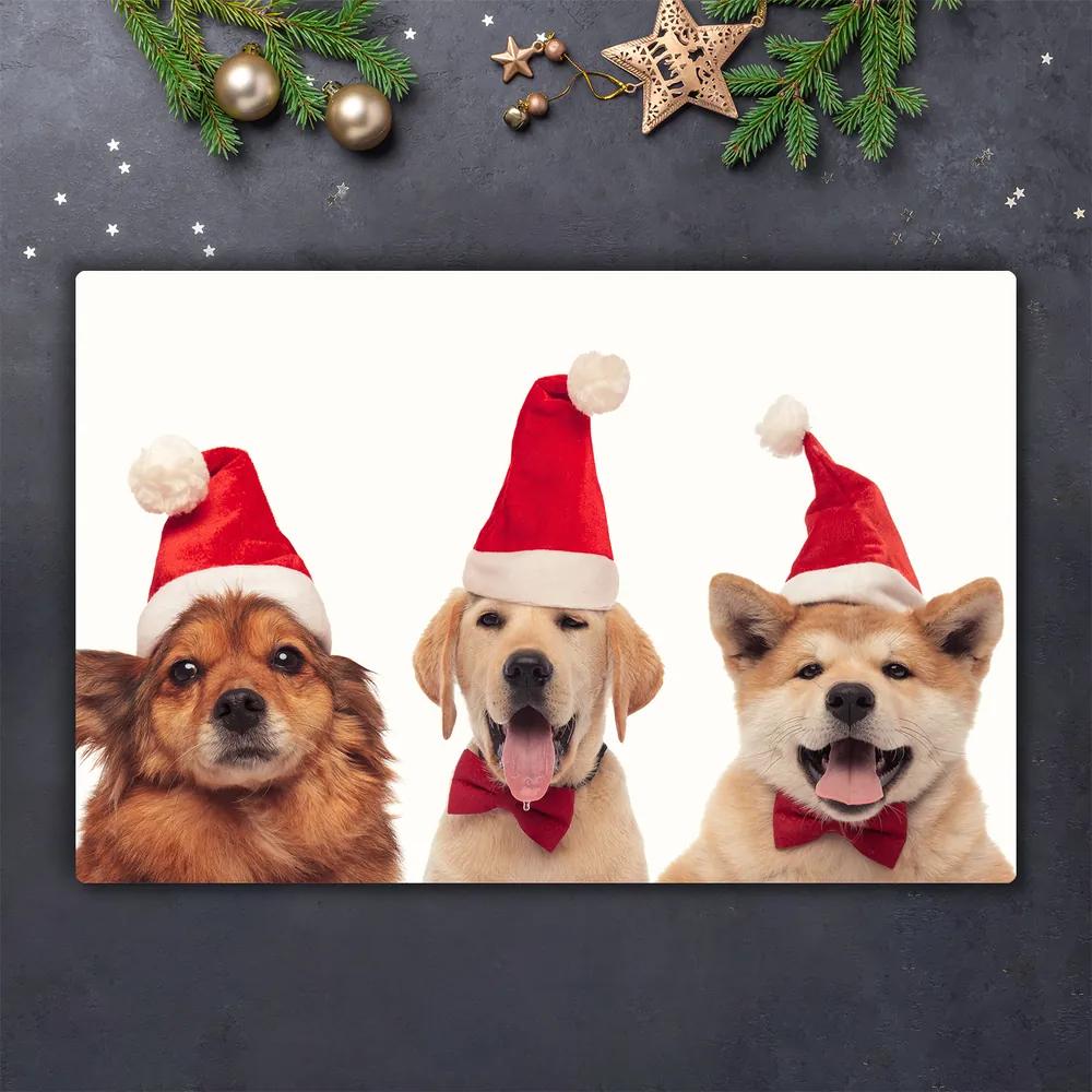 Tagliere in vetro Cani di Babbo Natale Natale 60x52 cm