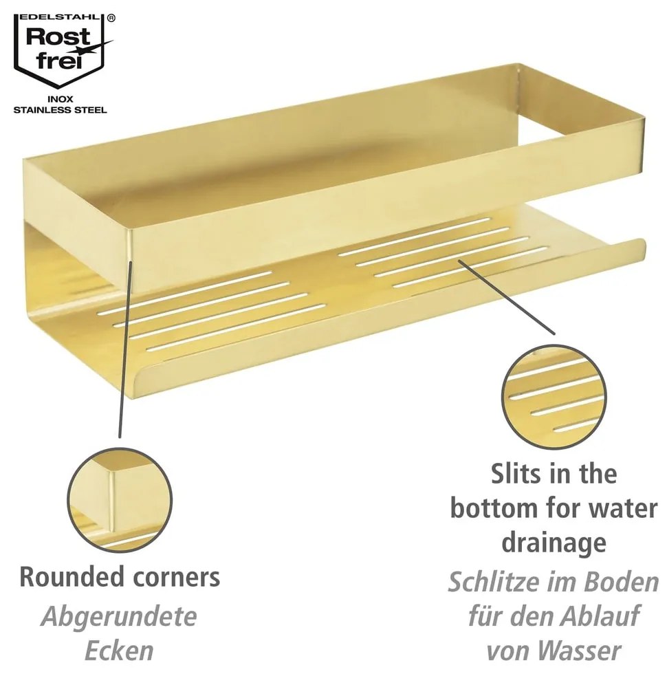Mensola da bagno color oro adesiva in acciaio inox Genova Matt - Wenko