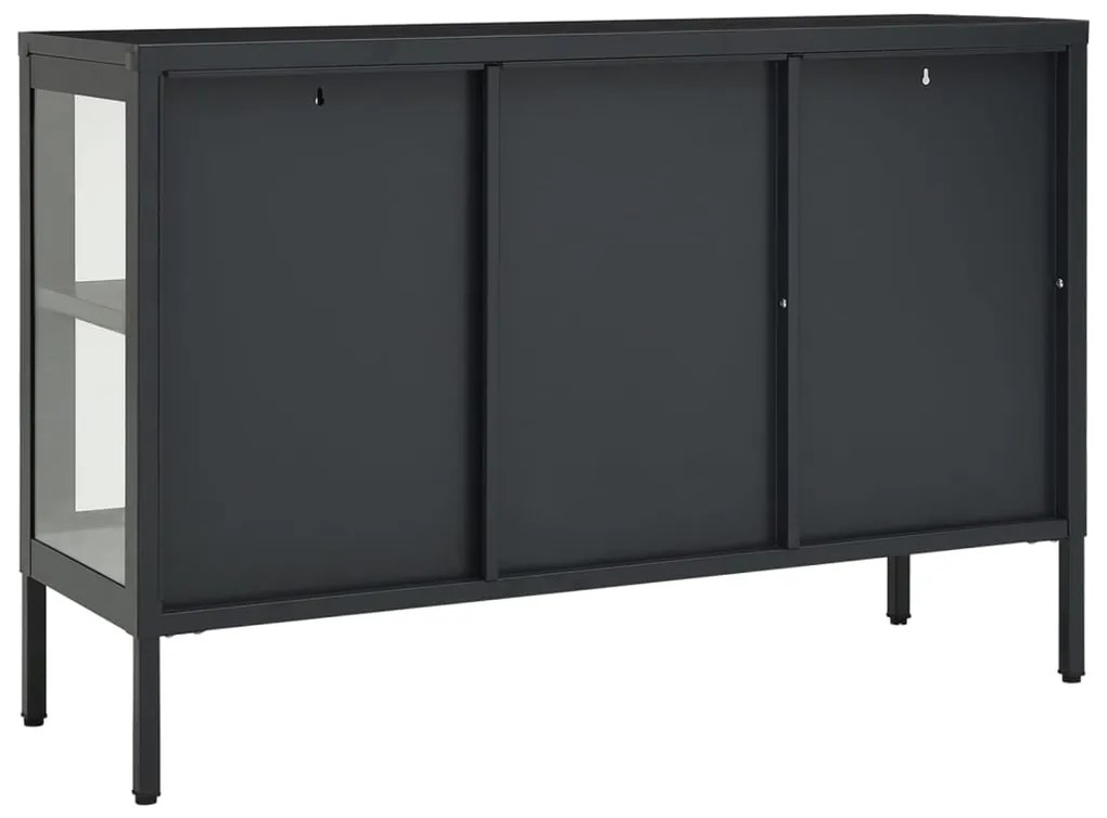 Credenza antracite 105x35x70 cm in acciaio e vetro