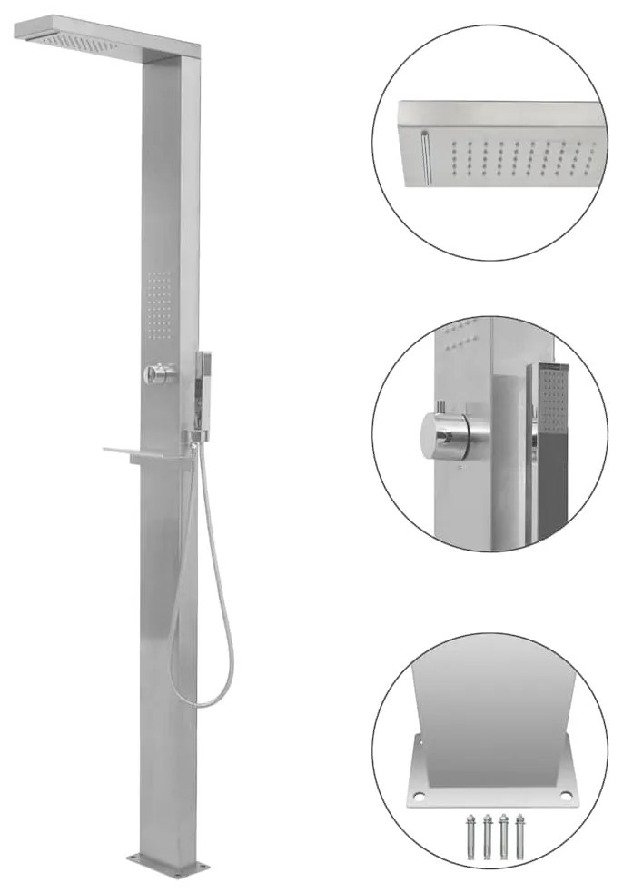 Doccia Da Giardino İn Acciaio Inox Quadrata /