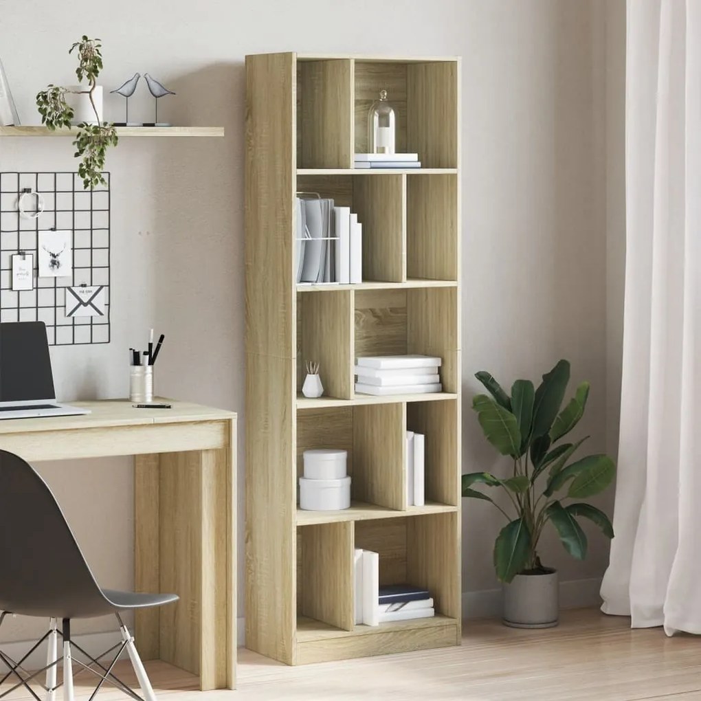 Libreria rovere sonoma 57x28,5x174 cm in legno multistrato