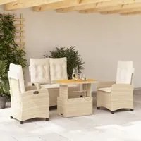 Set da Pranzo da Giardino 4 pz con Cuscini Beige in Polyrattan 3277419