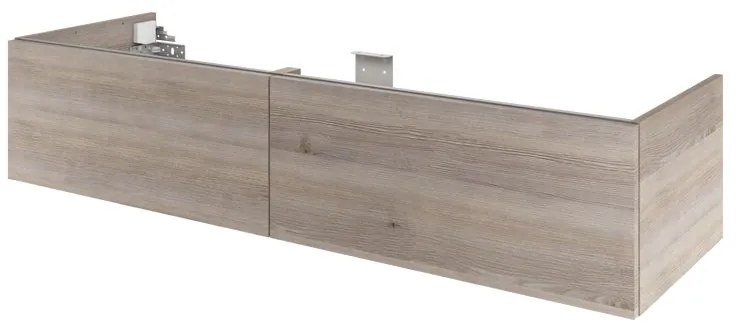Mobile da bagno sotto lavabo SENSEA Neo grigio lucido L 150 x H 32 x P 48 cm 2 cassetti, lavabo non incluso