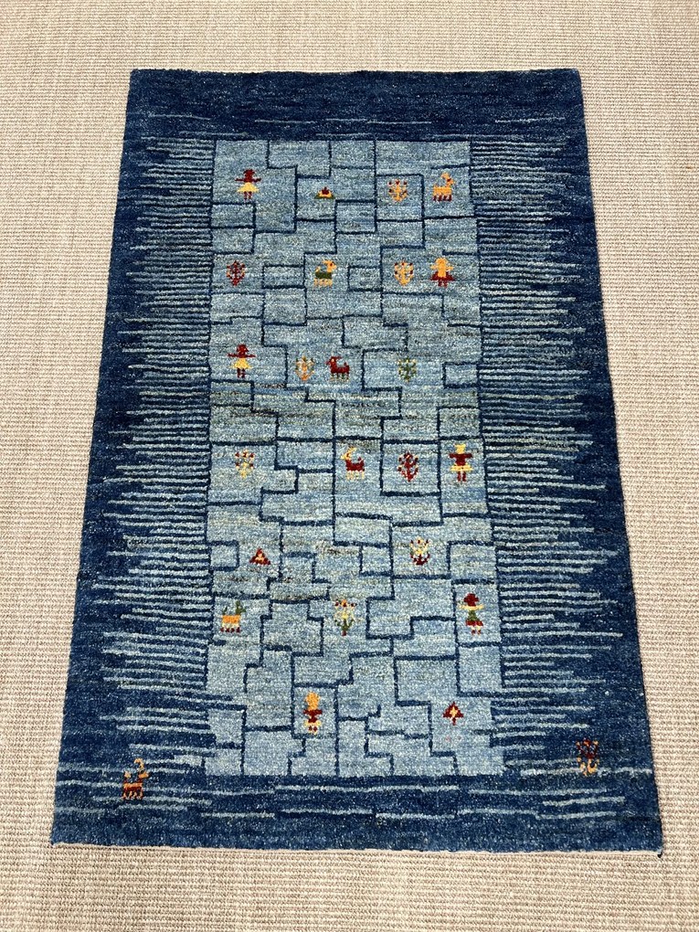 Gabbeh Tappeto 120x80 Blu (Iran) Annodato A Mano