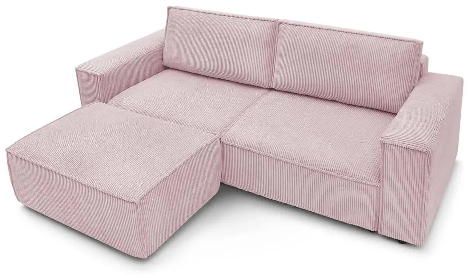 Divano letto in velluto a coste rosa chiaro 245 cm Nihad - Bobochic Paris