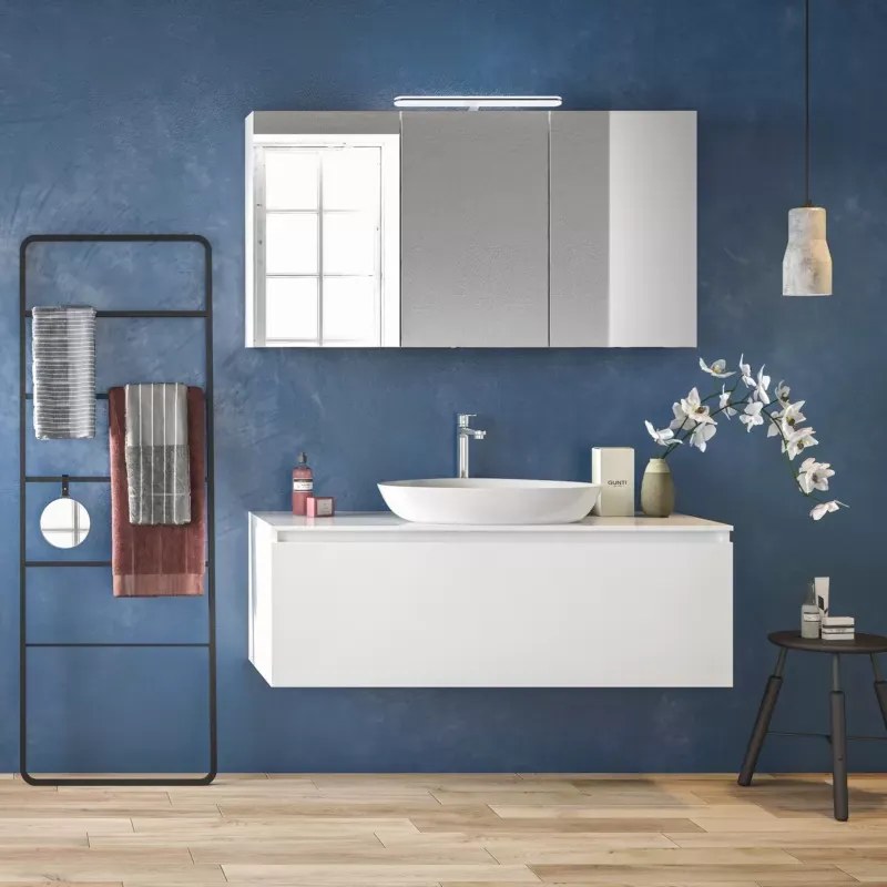 Mobile 120cm bagno installazione sospesa con cassetto ammortizzato SP-120B - KAMALU