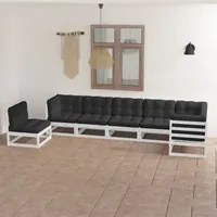 Set Divani da Giardino 7 pz con Cuscini Legno Massello di Pino 3076645