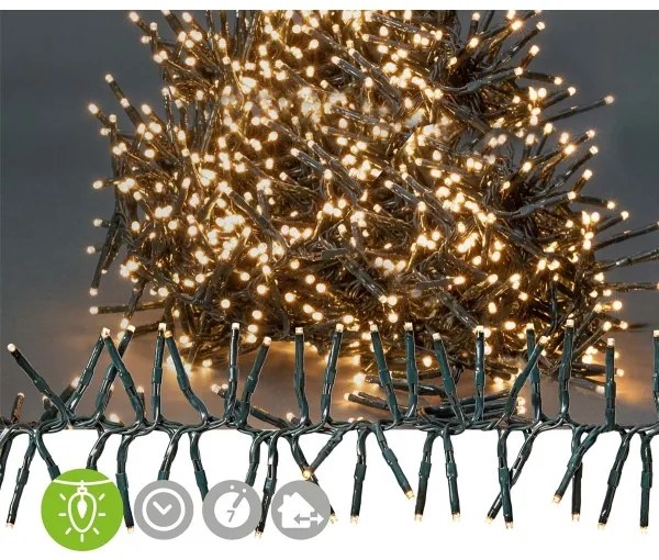Nedis CLCS1512- Catena di Natale da esterno LED 1512xLED/7 funzioni 14m IP44 bianco caldo