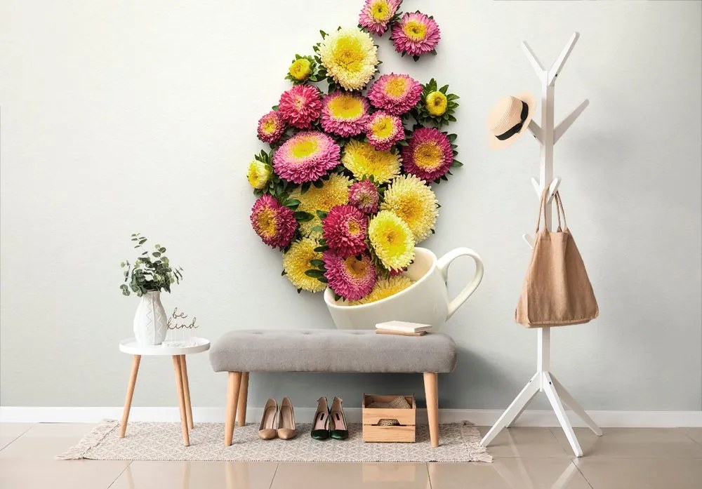 Carta da parati – Tazza piena di fiori