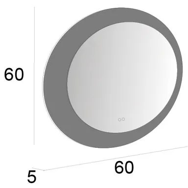 Specchio con illuminazione integrata bagno tondo Bohemia L 60 x H 60 x P 5 cm bianco