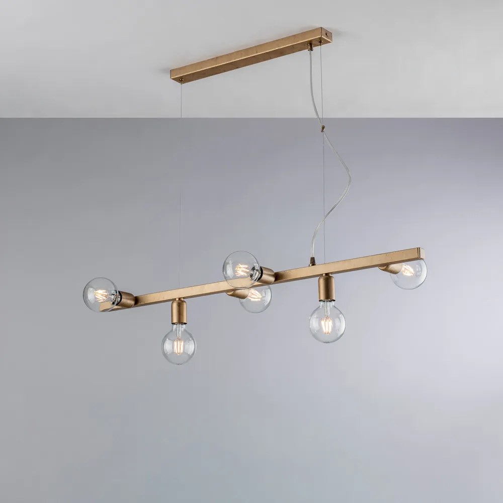 Lampadario Contemporaneo Fabian Oro 6 Luci E27