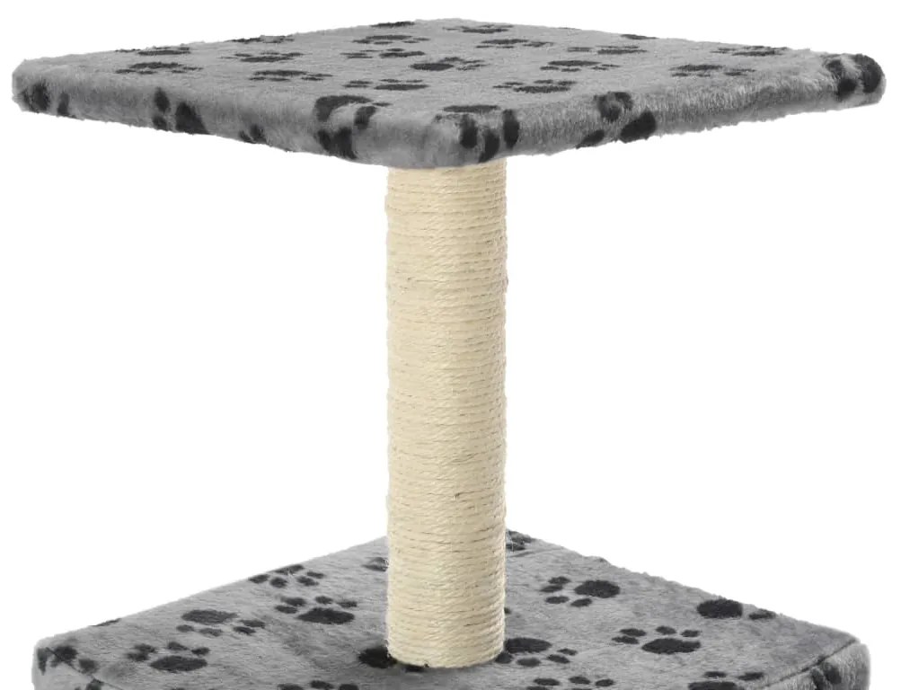 Albero per gatti e tiragraffi sisal 55 cm zampe stampate grigio