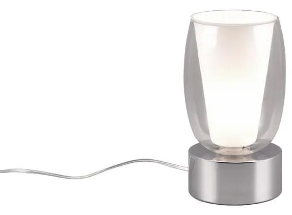 Lampada da tavolo con paralume in vetro in argento (altezza 24 cm) Barret - Trio Select