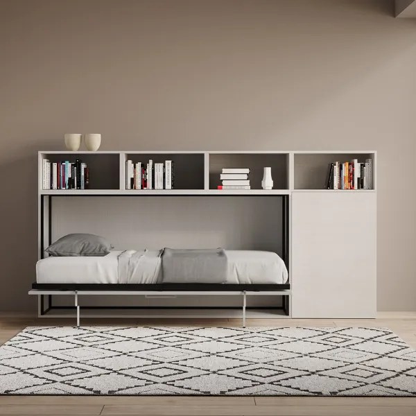 Letto NABOR singolo a scomparsa Bianco Frassino Composizione A
