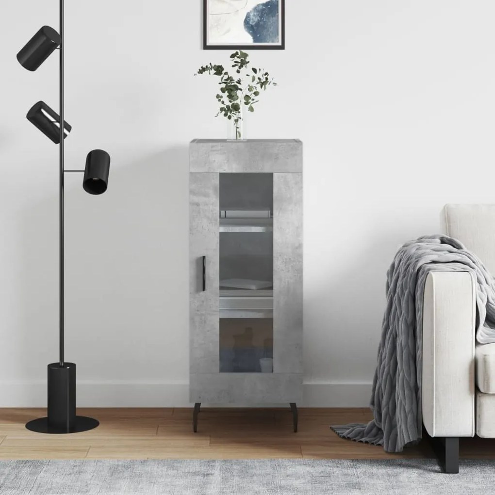 Credenza Grigio Cemento 34,5x34x90 Cm İn Legno Multistrato /