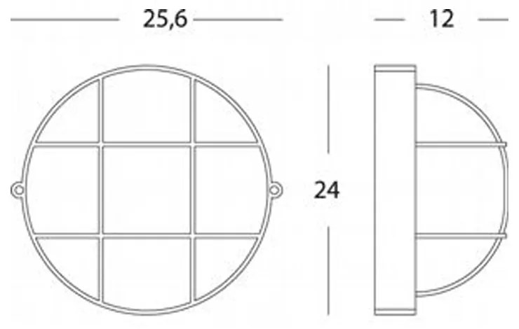 Applique Grande Gabbia Industriale Tonda Alluminio E Vetro Bianco 1 Luce E27