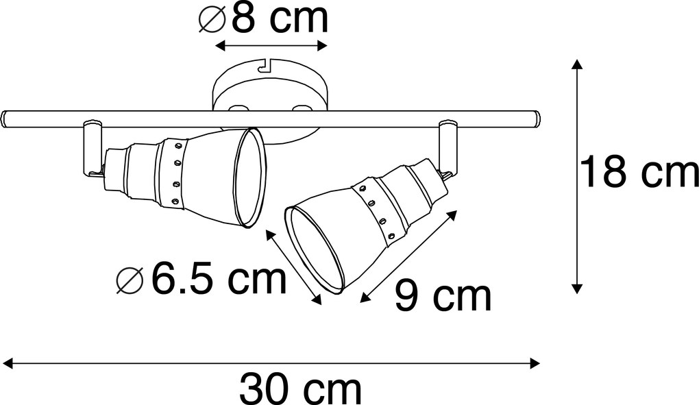Faretto da soffitto e da parete marrone ruggine orientabile e inclinabile - Coney 2