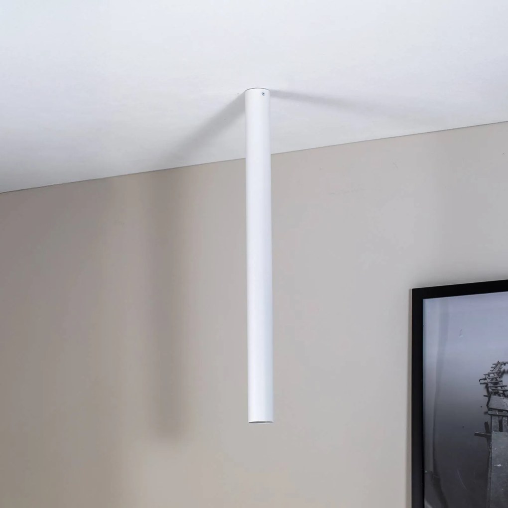 EMIBIG LIGHTING Faretto da soffitto Tecno 1XXL, acciaio, GU10, altezza 80 cm, bianco