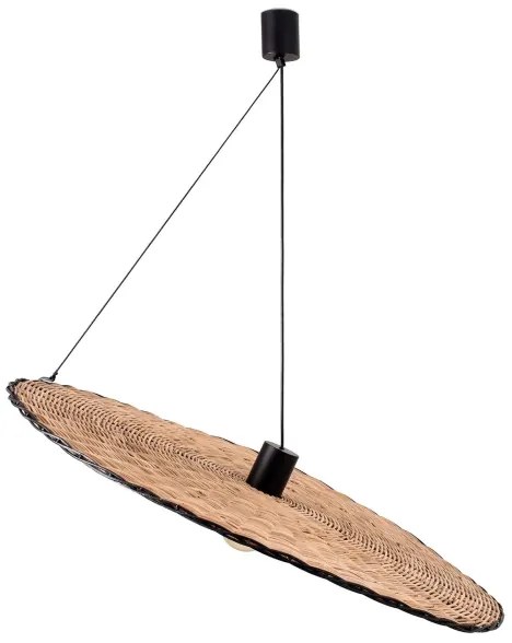 FARO 68590-70 - Lampadario su corda COSTAS 1xE27/15W/230V d. 100 cm nero/rattan