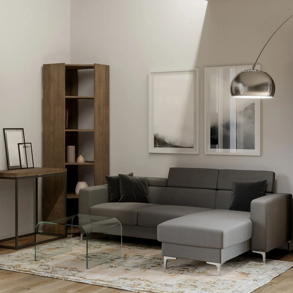 Librerie Angolari Kato A e B: Design Elegante e Funzionale 60.3x204x60.3 cm, Libreria A / Noce