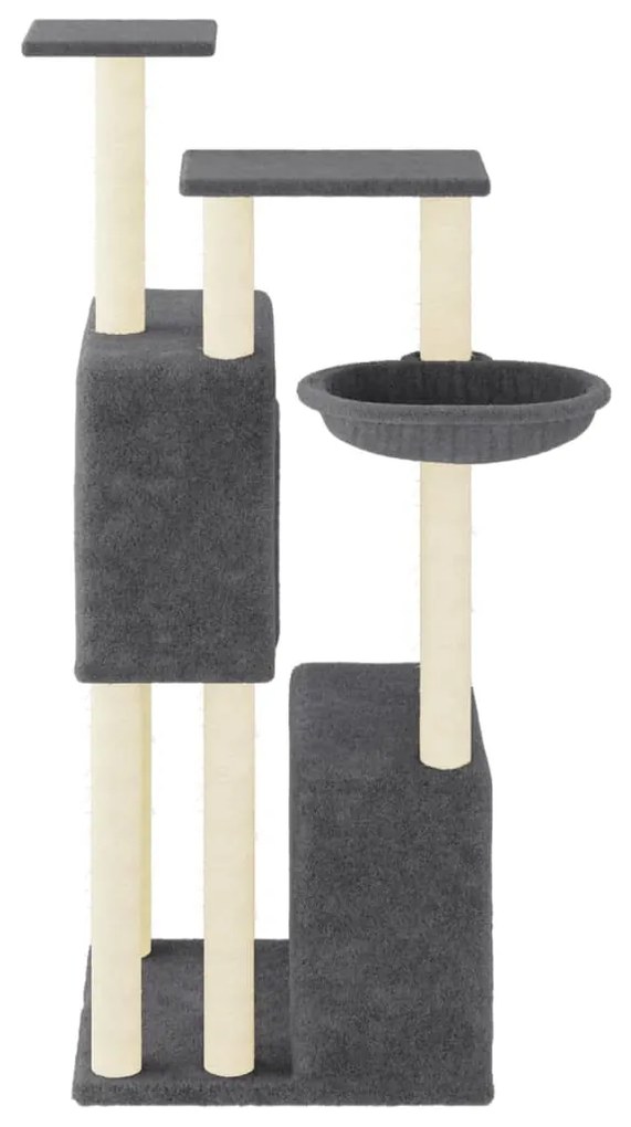 Albero per gatti con tiragraffi in sisal grigio scuro 122 cm