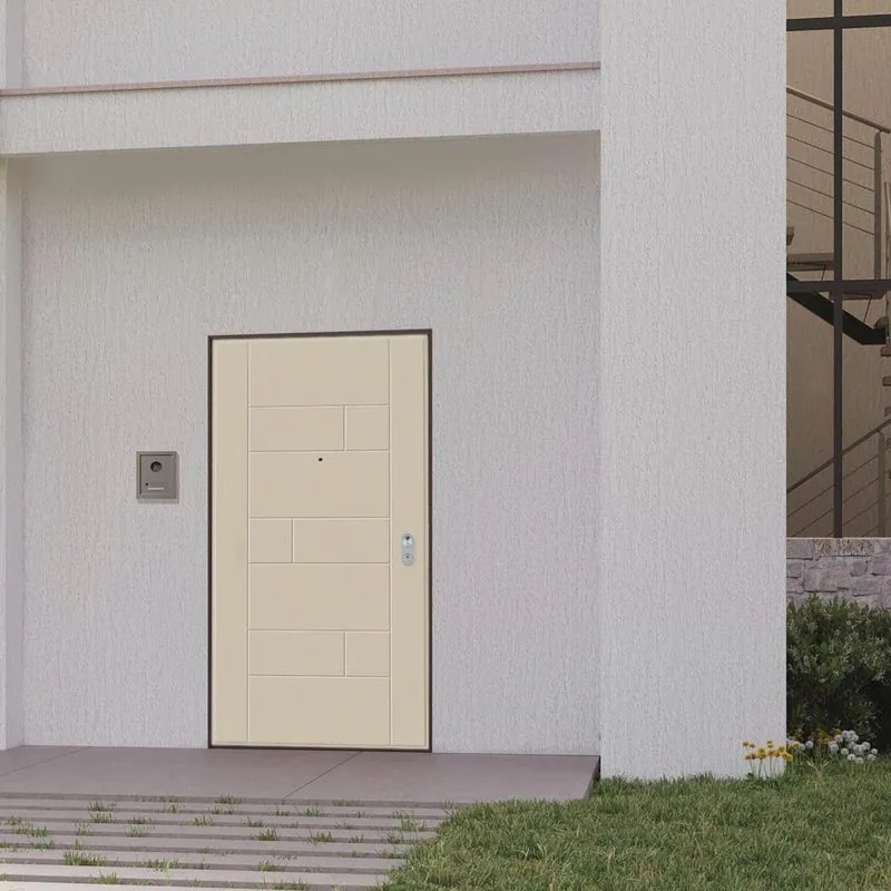 Porta blindata DI.BI. Aster L 80 x H 210 cm in PVC avorio/bianco, apertura spingere a sinistra, falso telaio incluso
