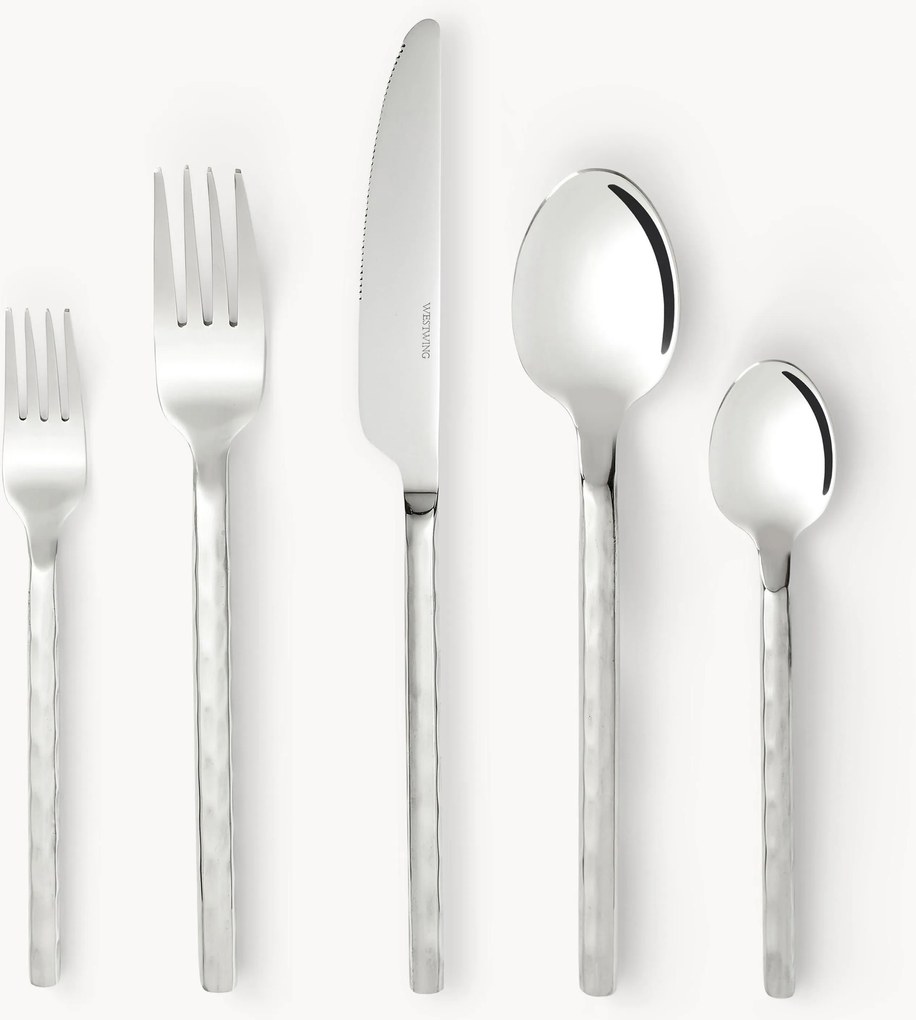 Set di 20 posate opache spazzolate con finitura martellata Miles, 4 persone