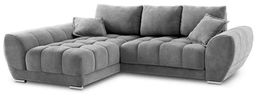 Divano letto angolare grigio con rivestimento in velluto, angolo sinistro Nuage - Windsor &amp; Co Sofas