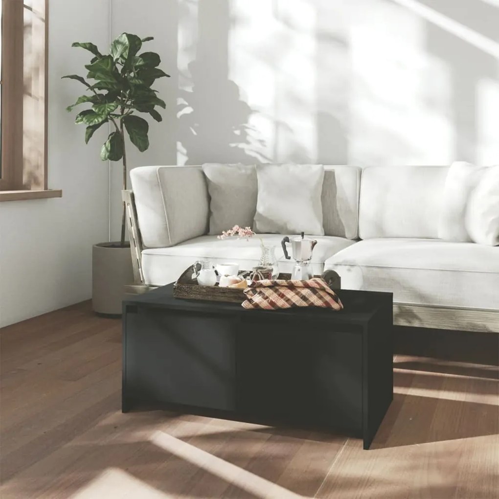Tavolino Da Salotto Nero 90x50x41,5 Cm İn Legno Multistrato /