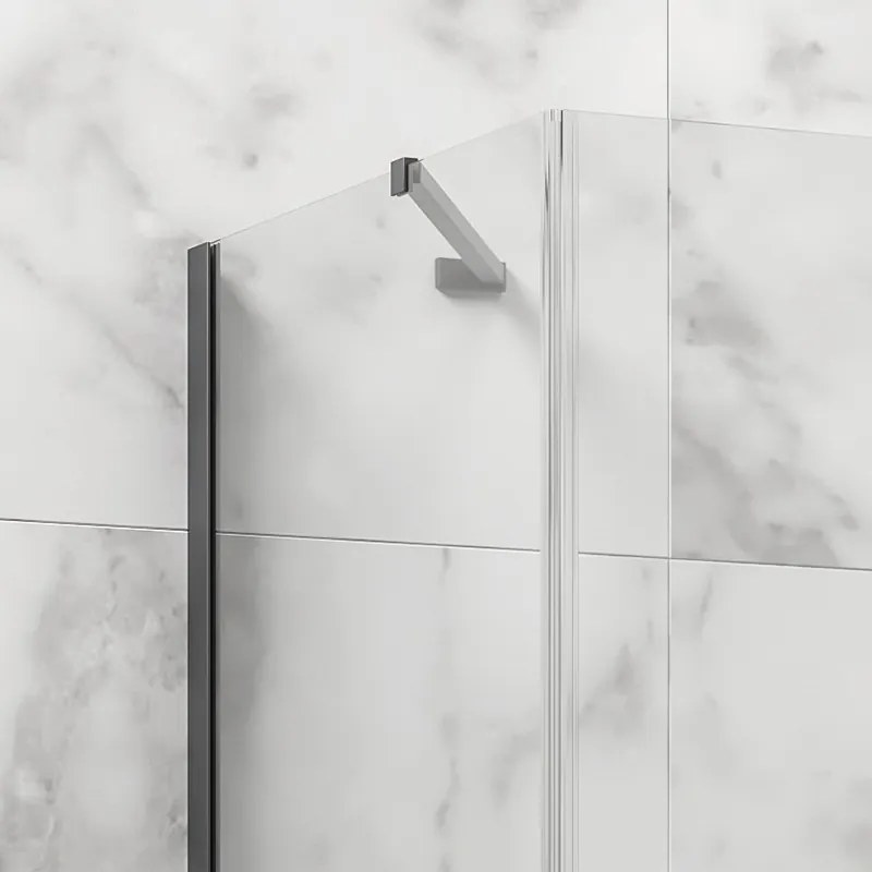 Kamalu - Box doccia 80x130 telaio gun metal porta battente laterale fisso 80cm | KT5000GM