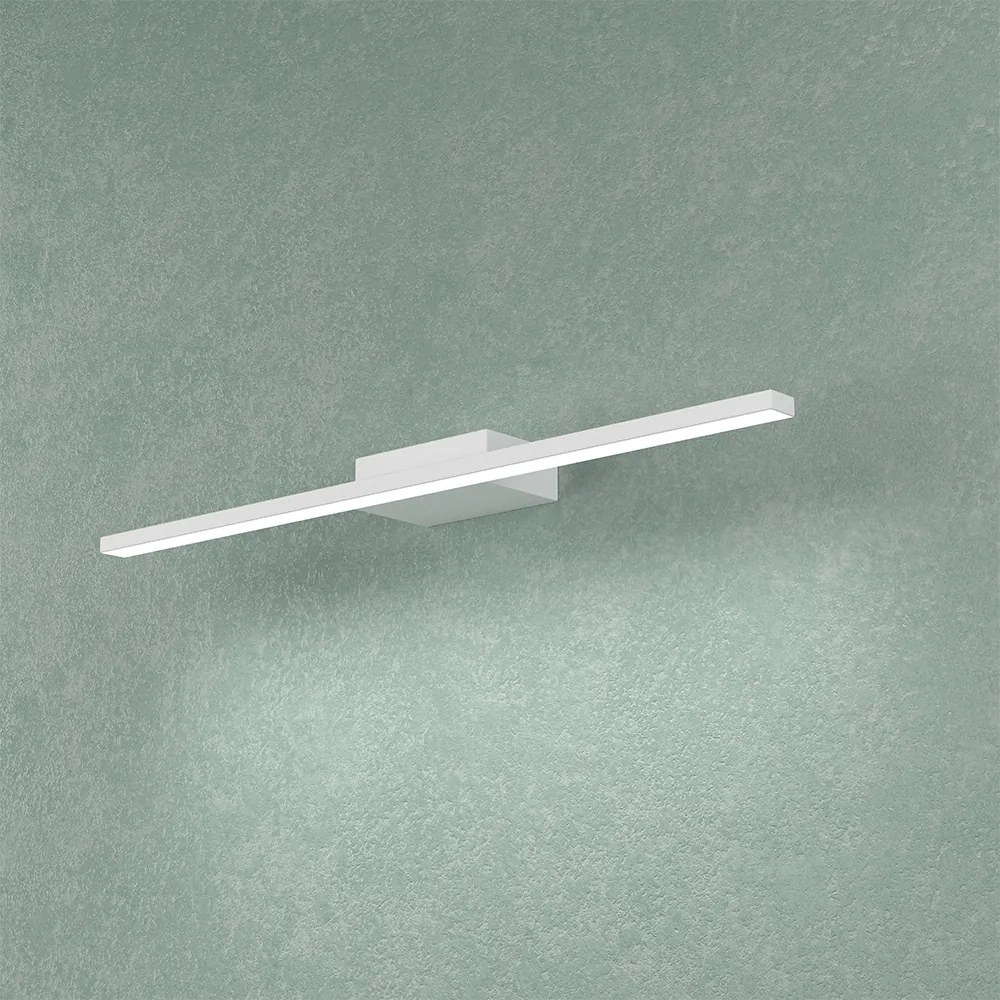 Applique Moderna Line Metallo Bianco Diffusore Acrilico Bianco Led 6W Calda 50Cm