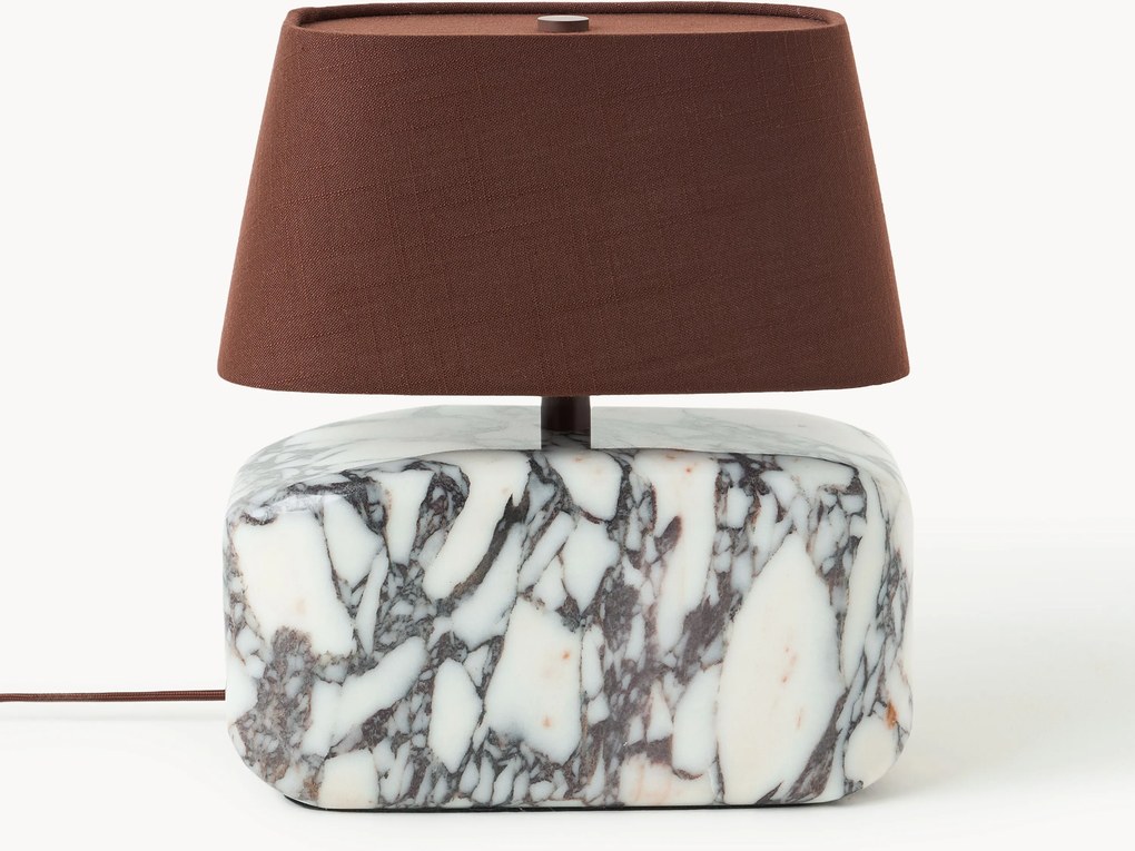 Lampada da tavolo piccola con base in marmo Calacatta Viola Maleo