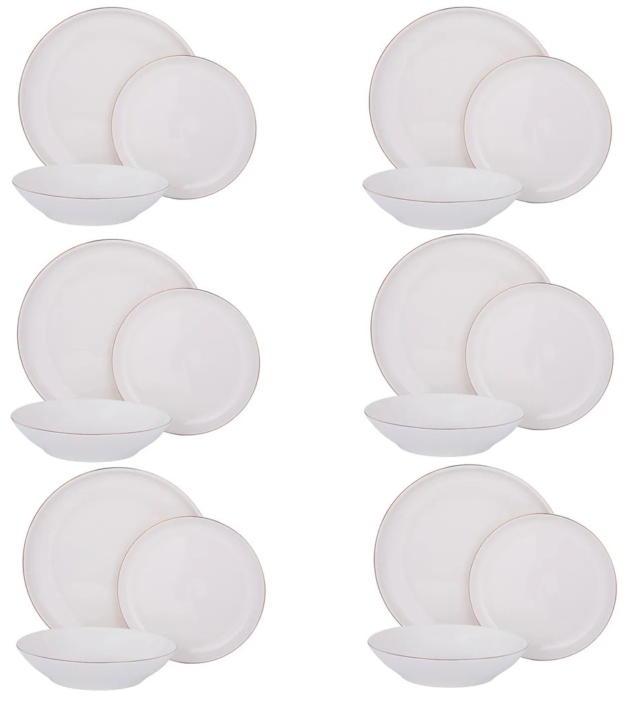 Servizio 18 pezzi tavola porcellana bordo oro Doreline