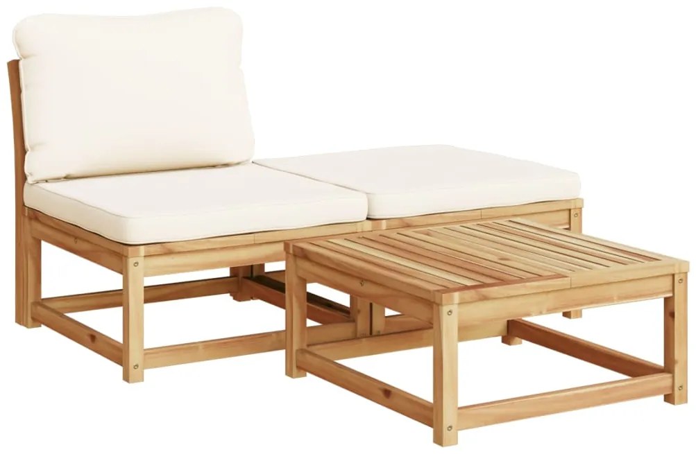 Set salotto da giardino 6 pz con cuscini in massello di acacia