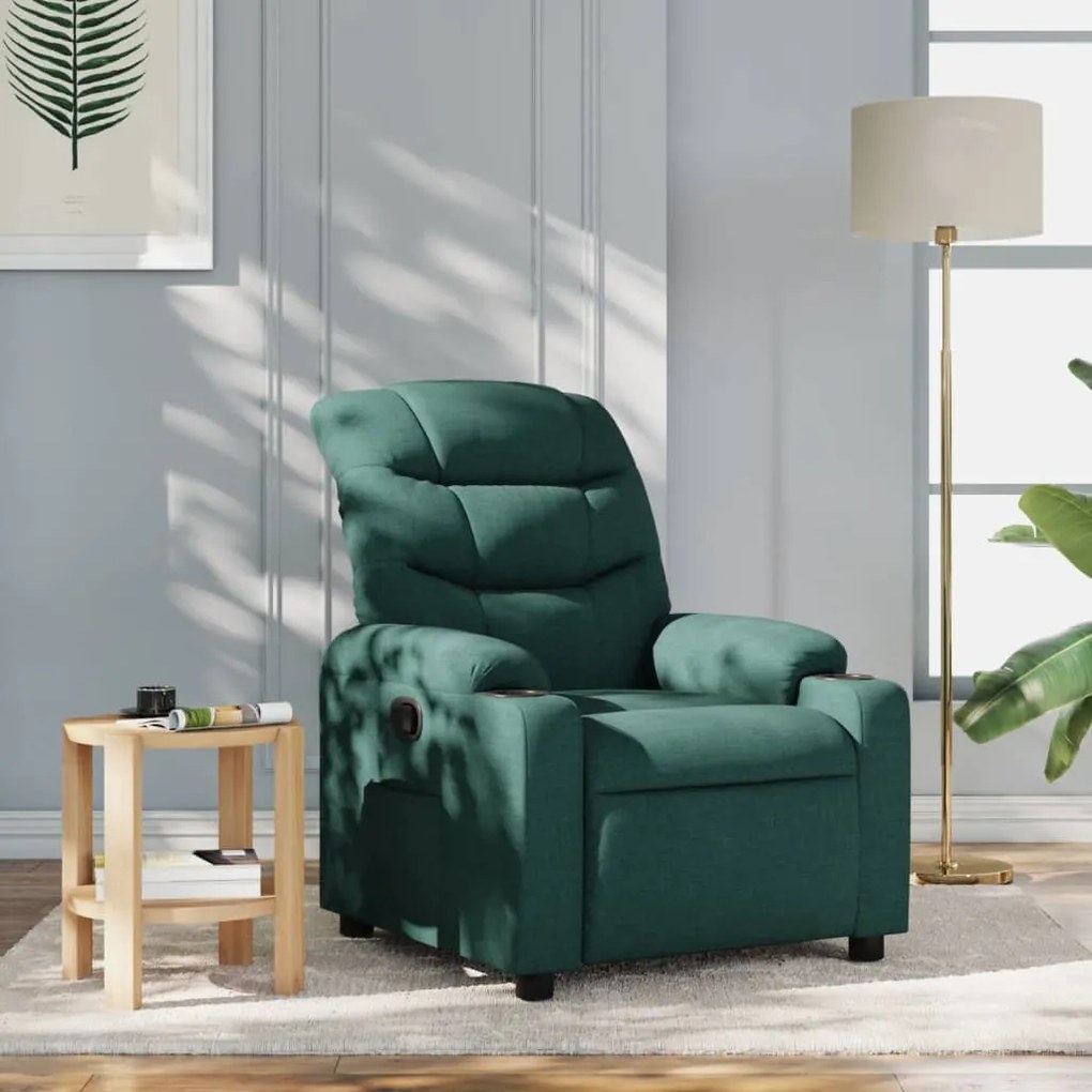 Poltrona Reclinabile İn Tessuto Verde Scuro /