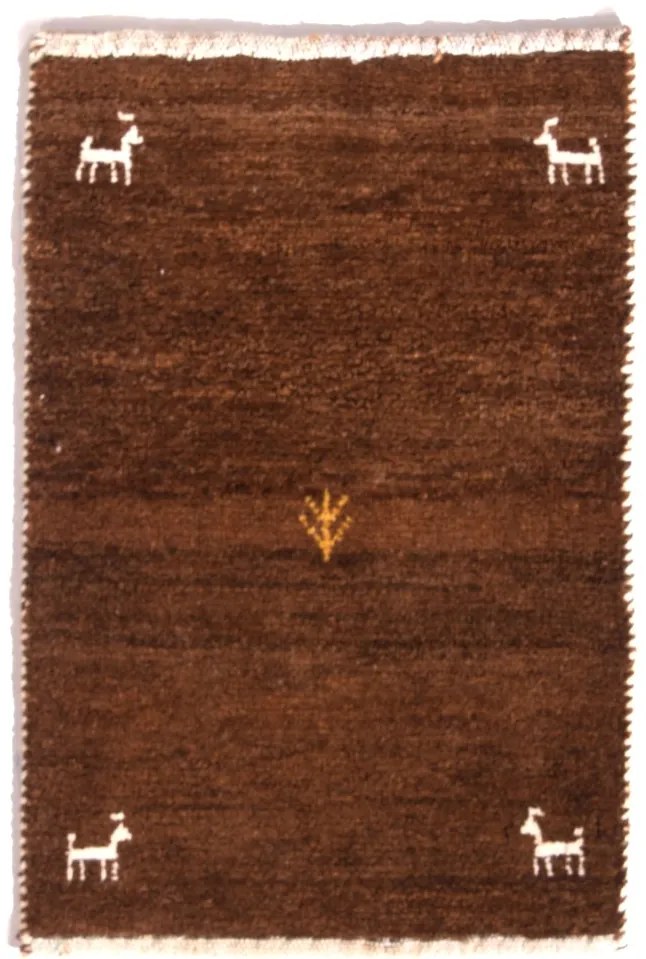 Gabbeh Tappeto 60x40 Marrone (Iran) Annodato A Mano