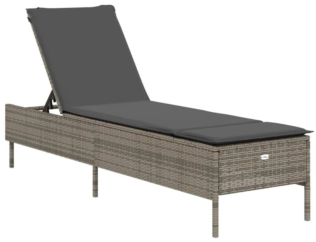 Lettini prendisole 2 pz con cuscini grigio in polyrattan