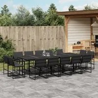 Set da Pranzo da Giardino 15 pz con Cuscini Nero in Textilene 3295081