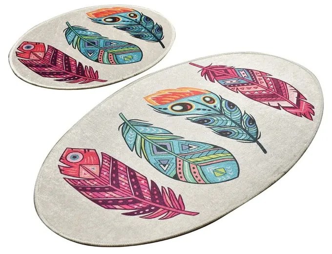 Set di tappetini per il bagno 2 pz 60x100 cm Feather – Foutastic