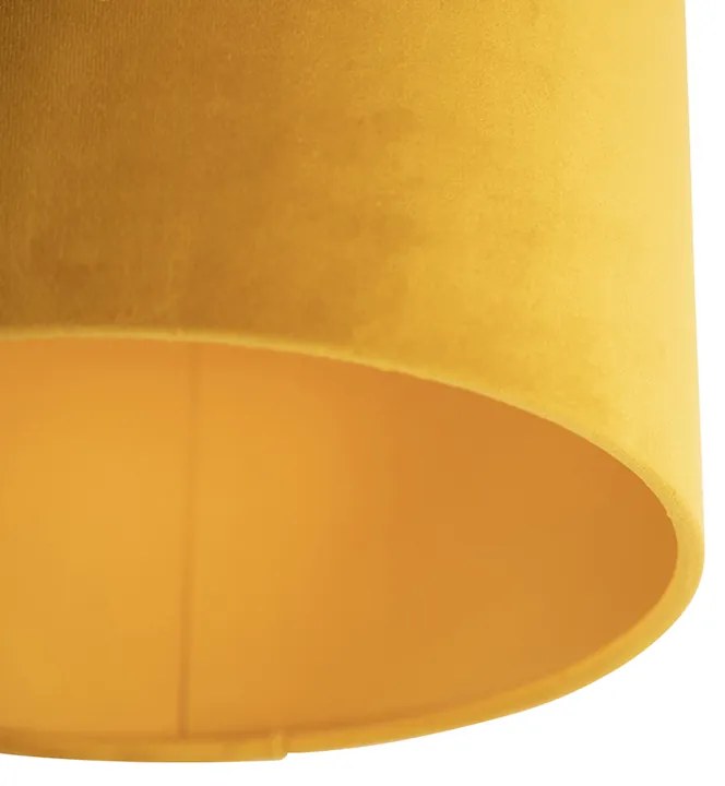 Plafoniera con paralume in velluto ocra con oro 25 cm - Combi nero