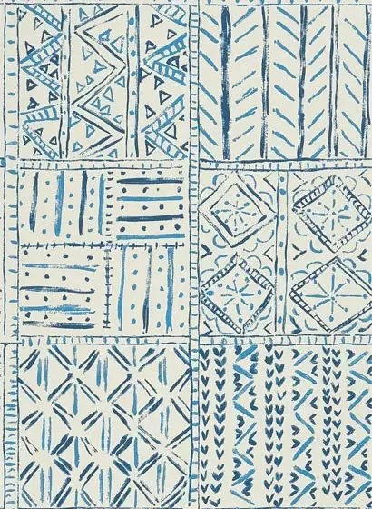 Tapete Cloisters von Nina Campbell - Indigo/ Blue