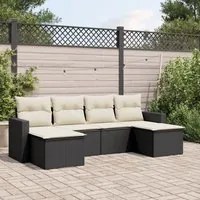 Set Divano da Giardino 6 pz con Cuscini Nero in Polyrattan 3251653