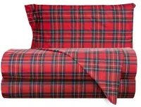 Completo letto matrimoniale scozzese rosso