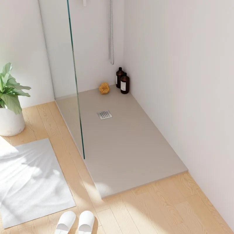 Piatto doccia SANYCCES in resina Strato beige L 80 x L 90 x H 2.4 cm opaco effetto ardesia