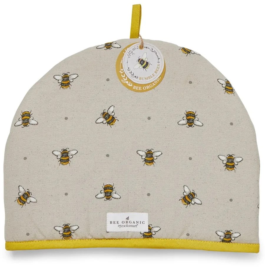 Coperchio per teiera in cotone beige e giallo con Bumble Bee - Cooksmart ®