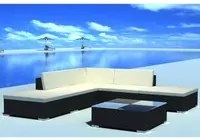 Set Divani da Giardino 6 pz con Cuscini in Polyrattan Nero 42086