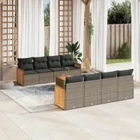 Set Divano da Giardino 9 pz con Cuscini Grigio in Polyrattan 3227502