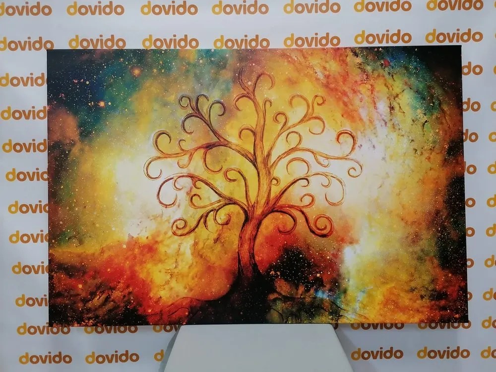 Quadro su tela – Albero della vita con astrazione dell'universo
