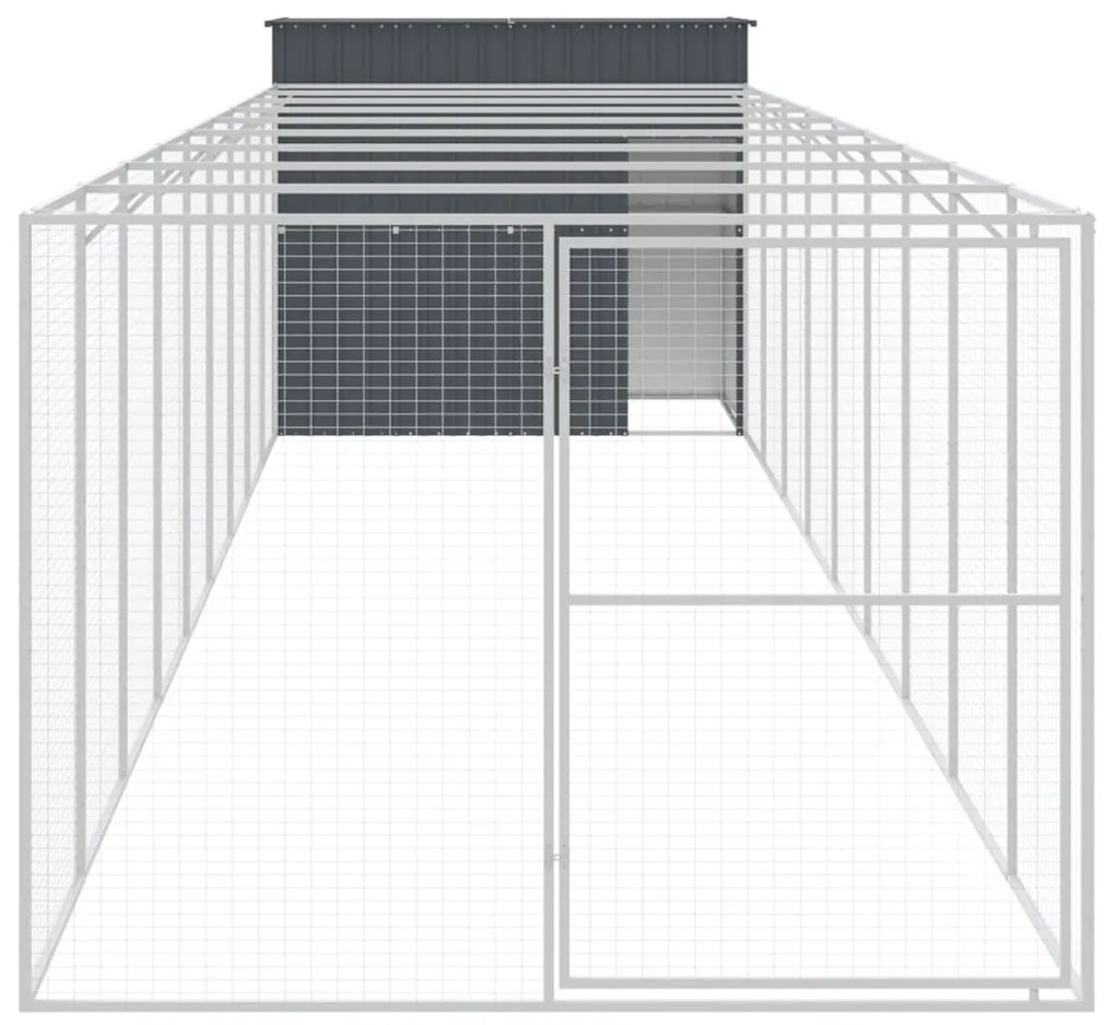 Casetta cani con corsa antracite 214x1069x181cm acciaio zincato