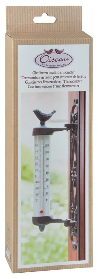 Termometro da parete in ghisa Dekor Bird, altezza 27,3 cm - Esschert Design